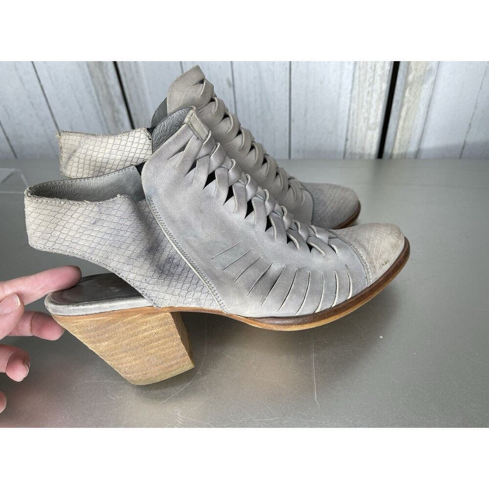 Free People Far Hills Leather Ankle Booties 38 Gray Cap Boho Festival Spain - Picture 4 of 7